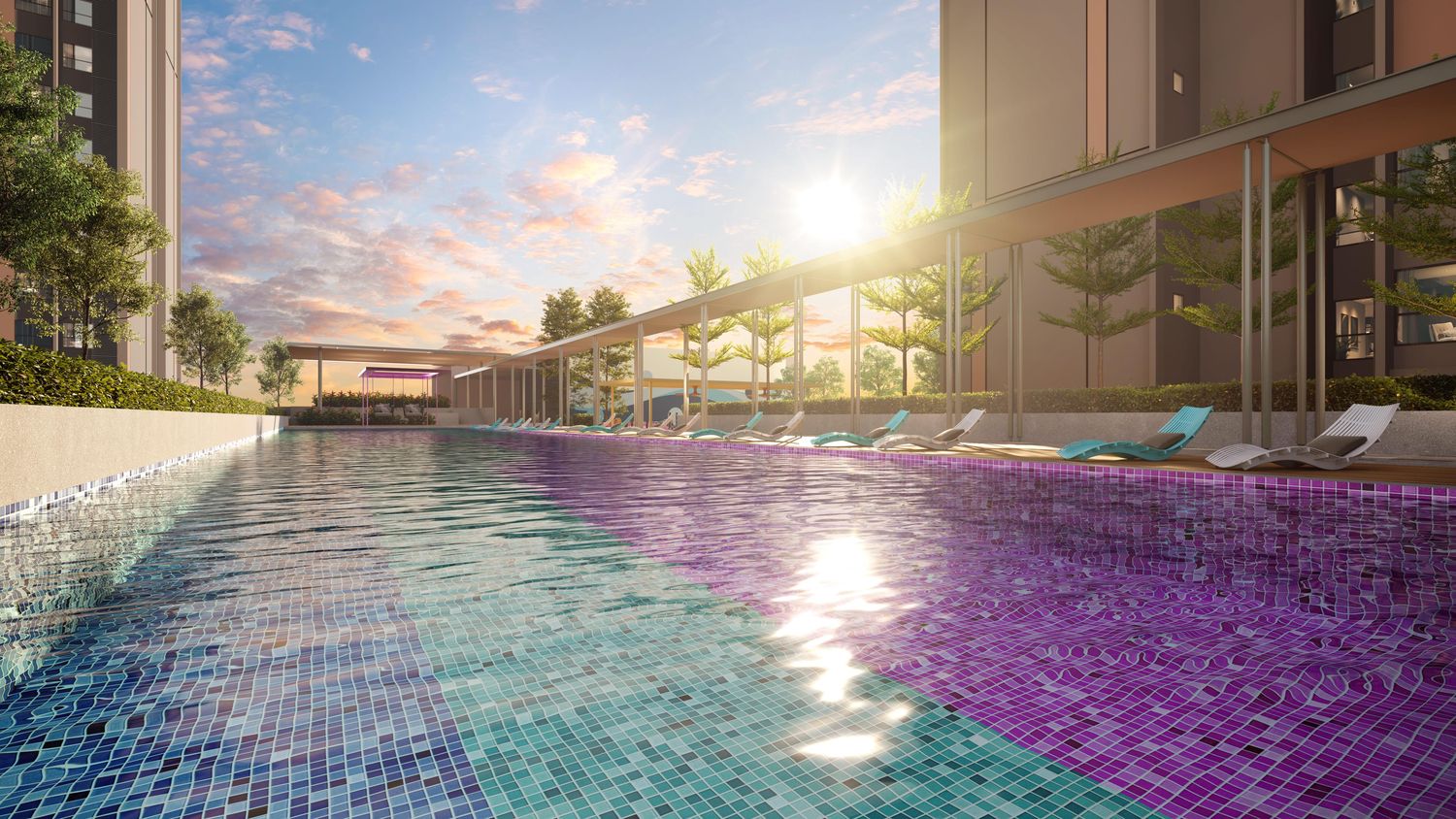 Pool at sunset, The Vividz @ Bukit Jalil, artist impression
